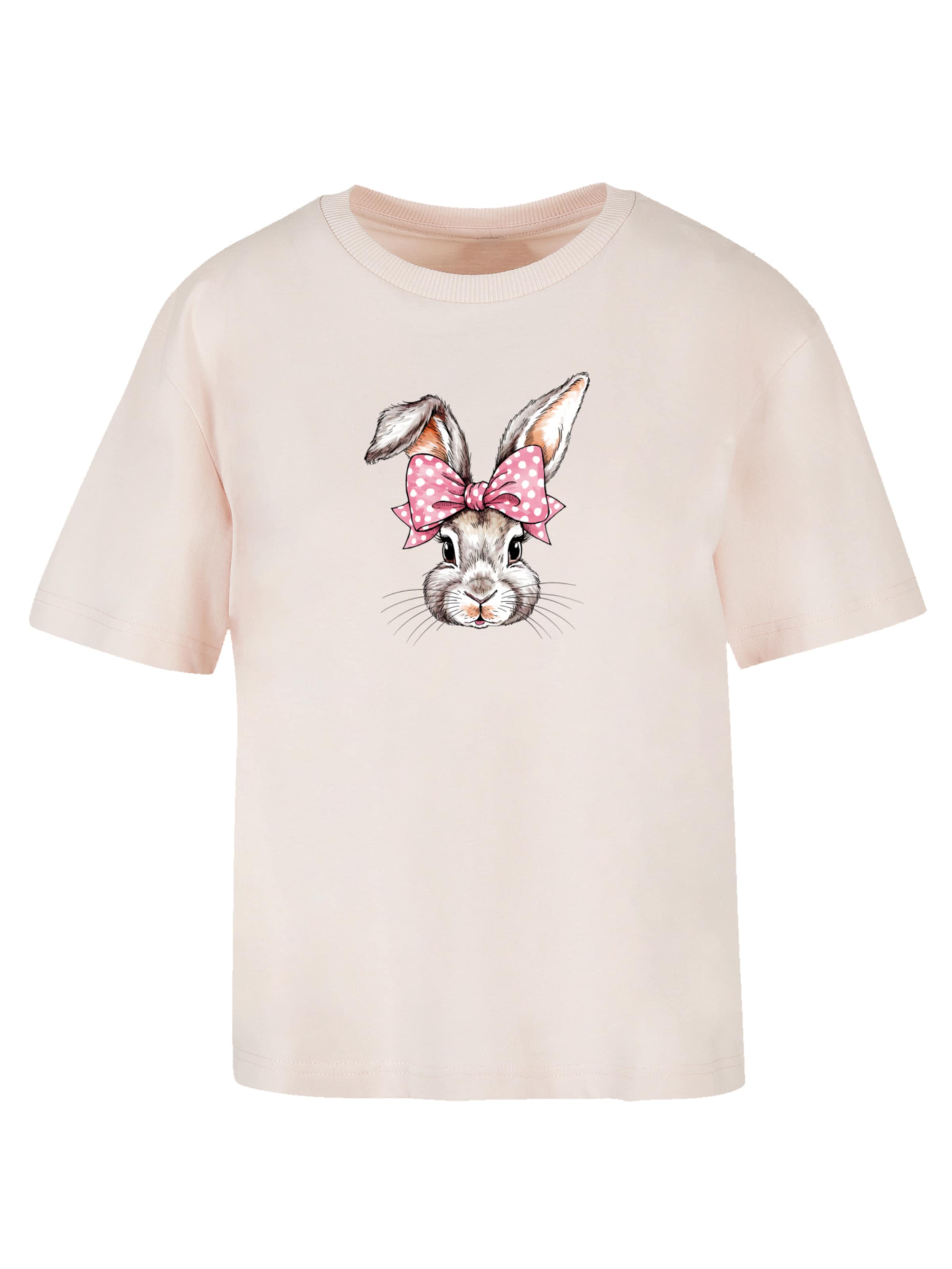F4NT4STIC Shirt 'Niedlicher Hase Mit Schleife' in Roze: voorkant