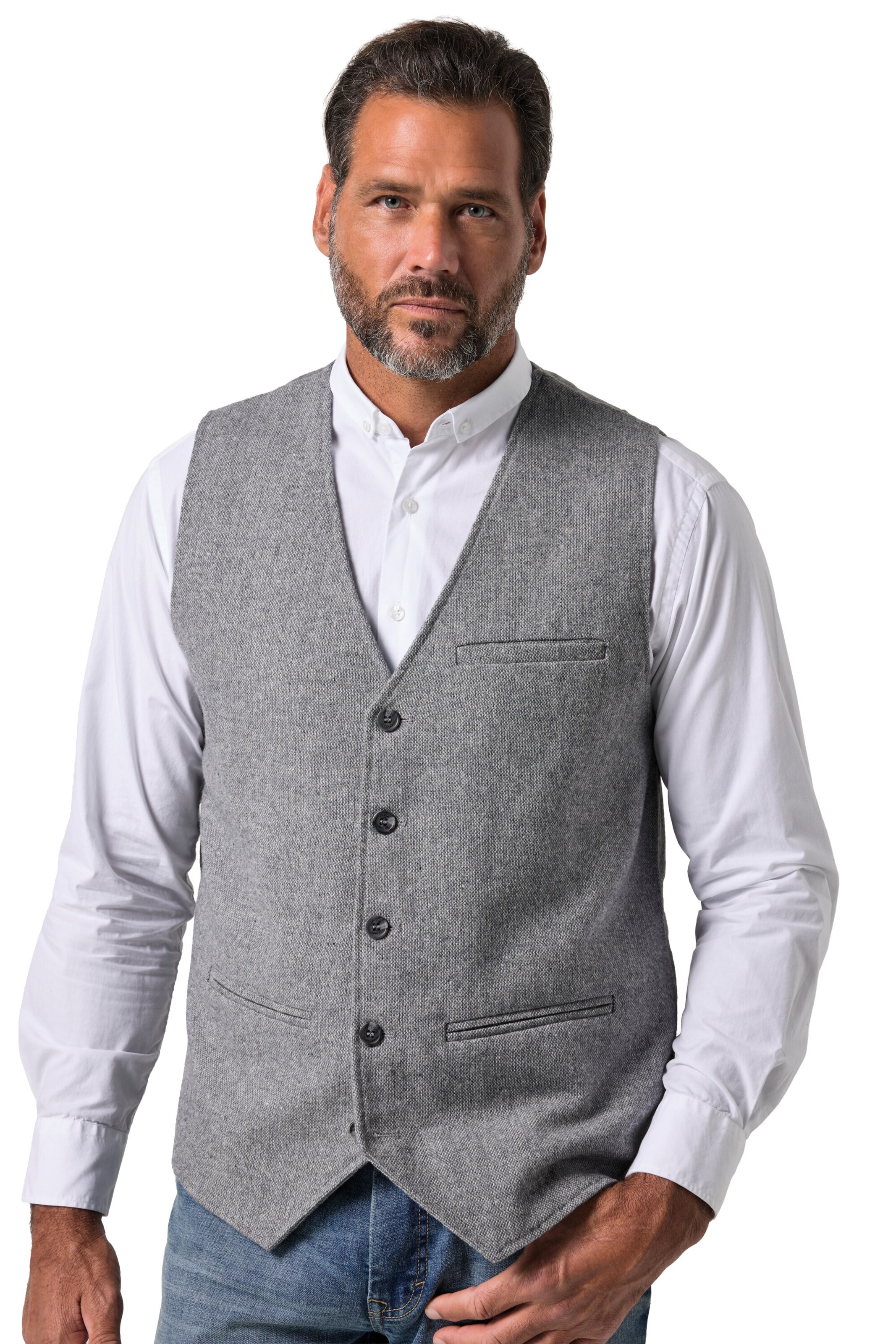 JP1880 Gilet in Grijs: voorkant