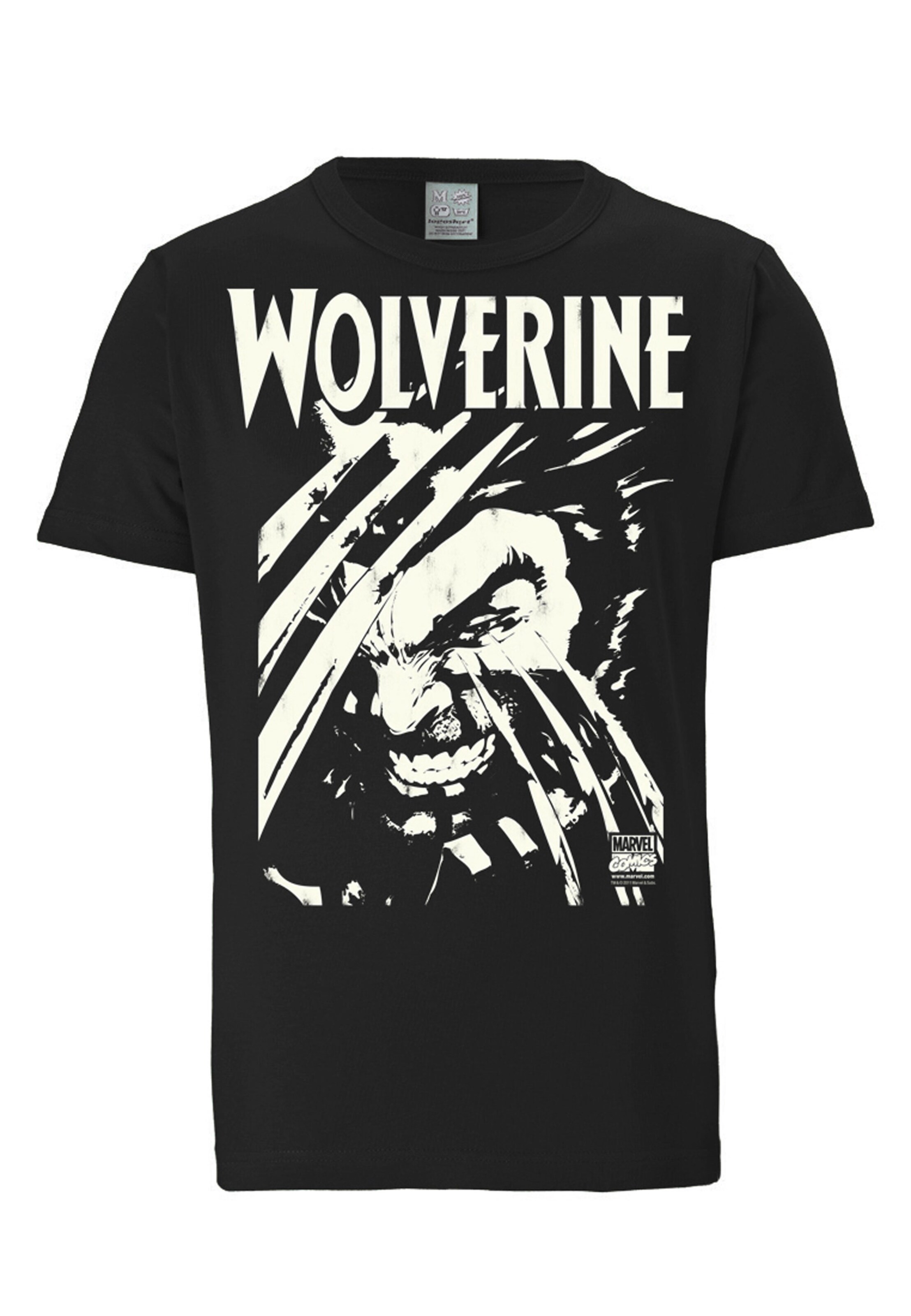 LOGOSHIRT Shirt 'Marvel Comics - Wolverine' in Black: front