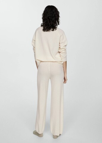 MANGO Wide leg Pants 'Floc' in White