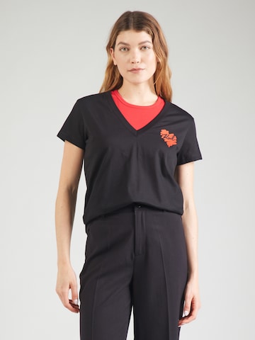 Maglietta 'HEARTS' di Karl Lagerfeld in nero: frontale
