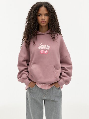 Pull&Bear Sweatshirt 'LUCK'S SWEET ON' i rosa