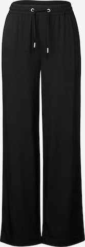 STREET ONE Loosefit Wide Leg Twill Hose in Schwarz: Vorderseite
