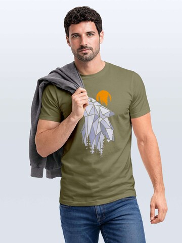 Neverless Shirt 'Polygon Wolf' in Green