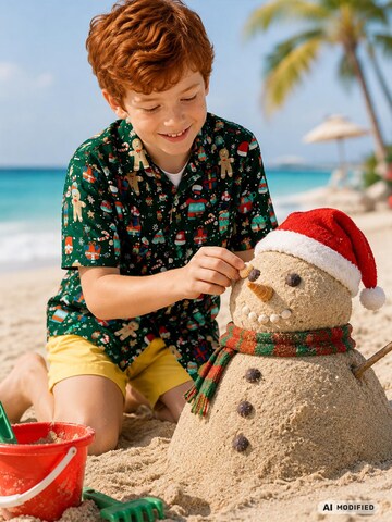 King Kameha Regular fit Overhemd 'Christmas Gingerbread' in Groen