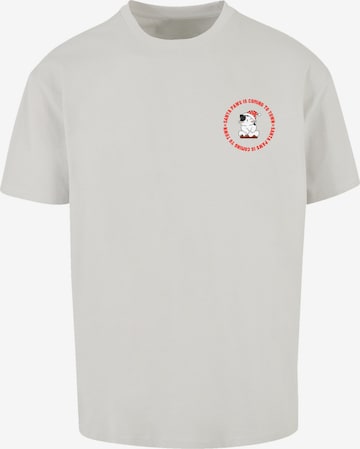 F4NT4STIC Shirt 'Sansta Paws Christmas Cat Breast' in Grijs: voorkant