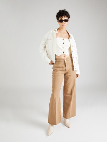 UNITED COLORS OF BENETTON Wide leg Trousers with creases in Beige