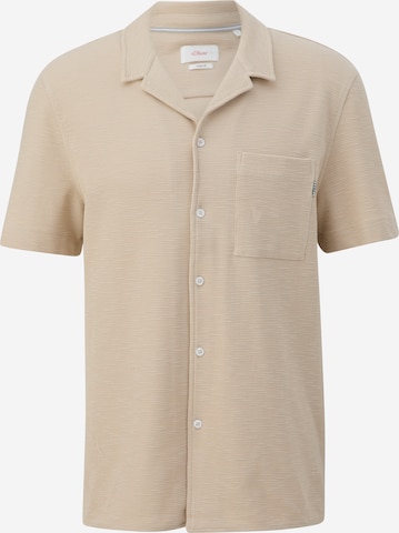 s.Oliver Slim fit Button Up Shirt in Beige: front