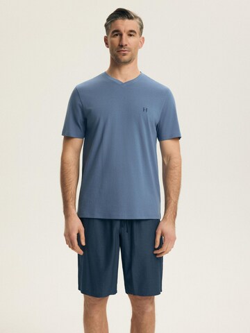Henderson - Pijama corto 'Schlafanzug Shorty Kurzarm Rundhalsausschnitt Shorts Baumwolle Post' en azul