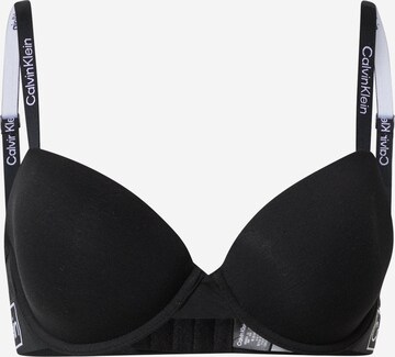 Sutien de tricou Sutien de la Calvin Klein Underwear pe negru: față