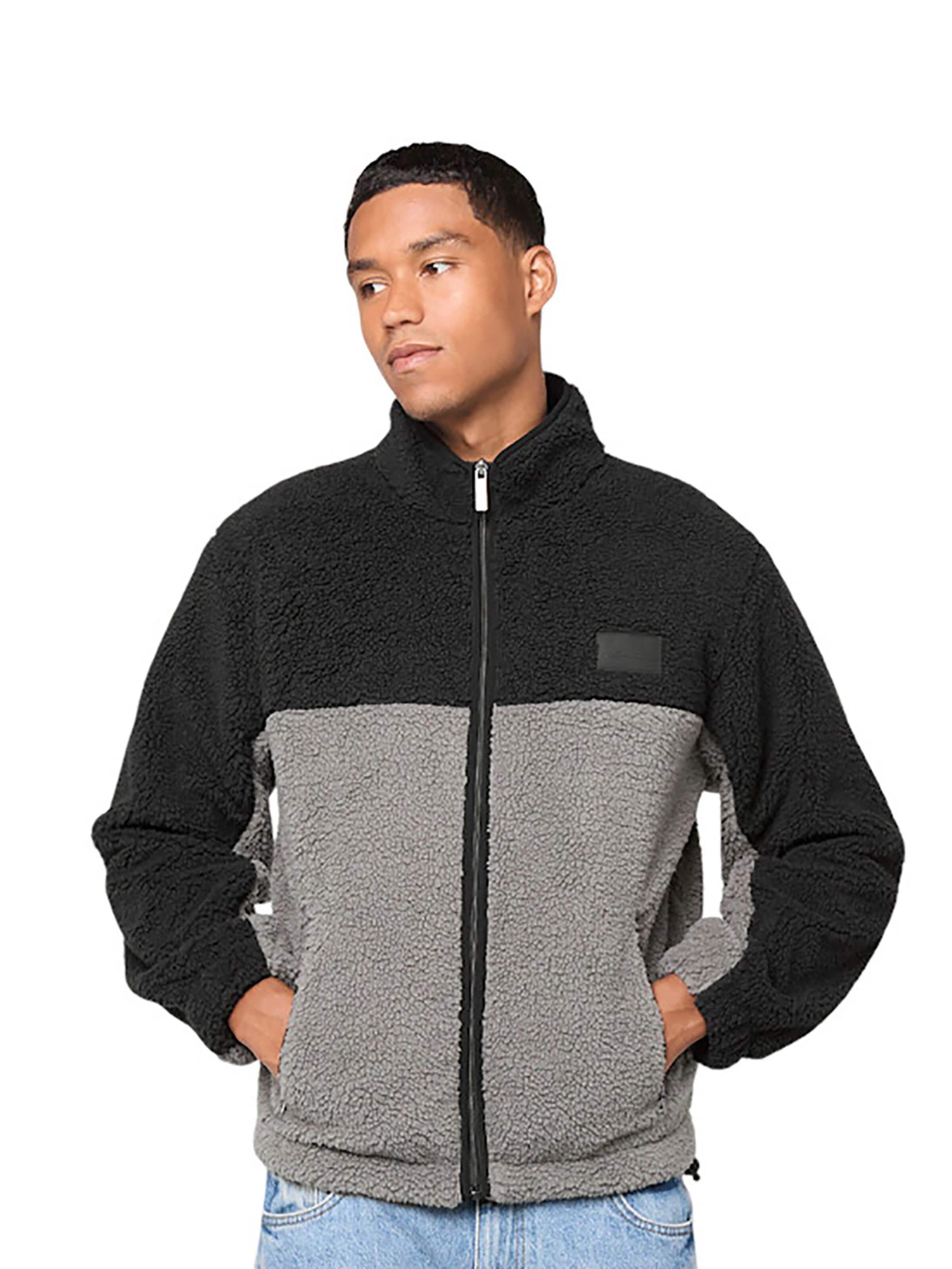 Jachetă  fleece de la Karl Kani pe gri: față