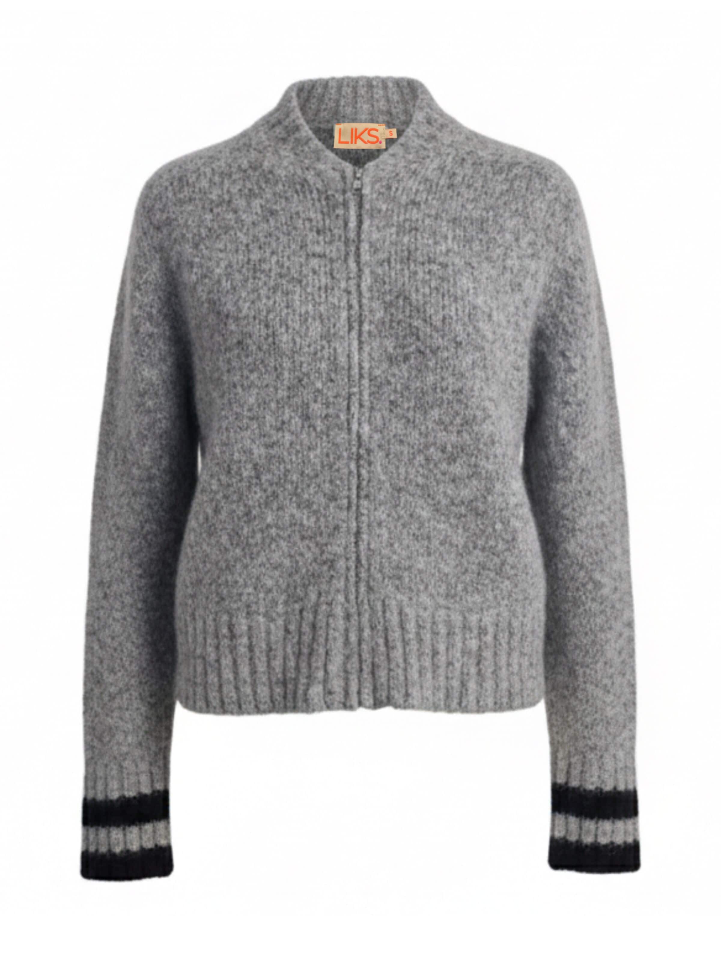 LIKS. Munich - Cárdigan 'Strickjacke mit Reißverschluss und Sternmotiv  - AlisaC' en gris: frente