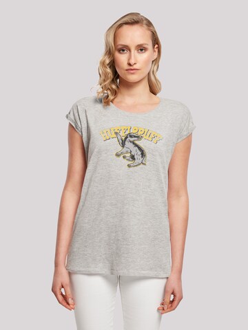 F4NT4STIC T-Shirt 'Harry Potter Hufflepuff Sport Emblem' in Grau: predná strana