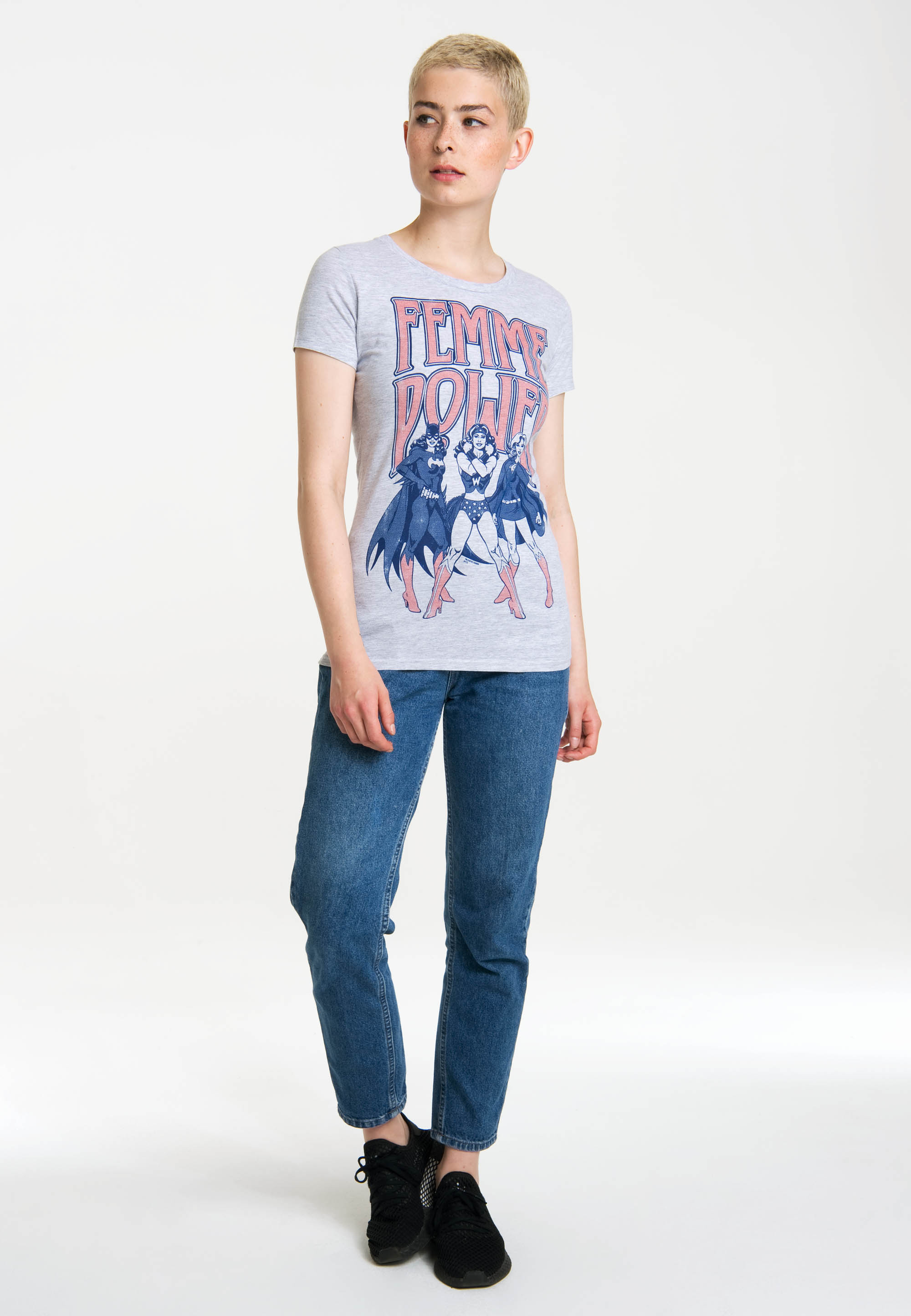 LOGOSHIRT T-Shirt Wonder Woman in Rauchgrau, Graumeliert 