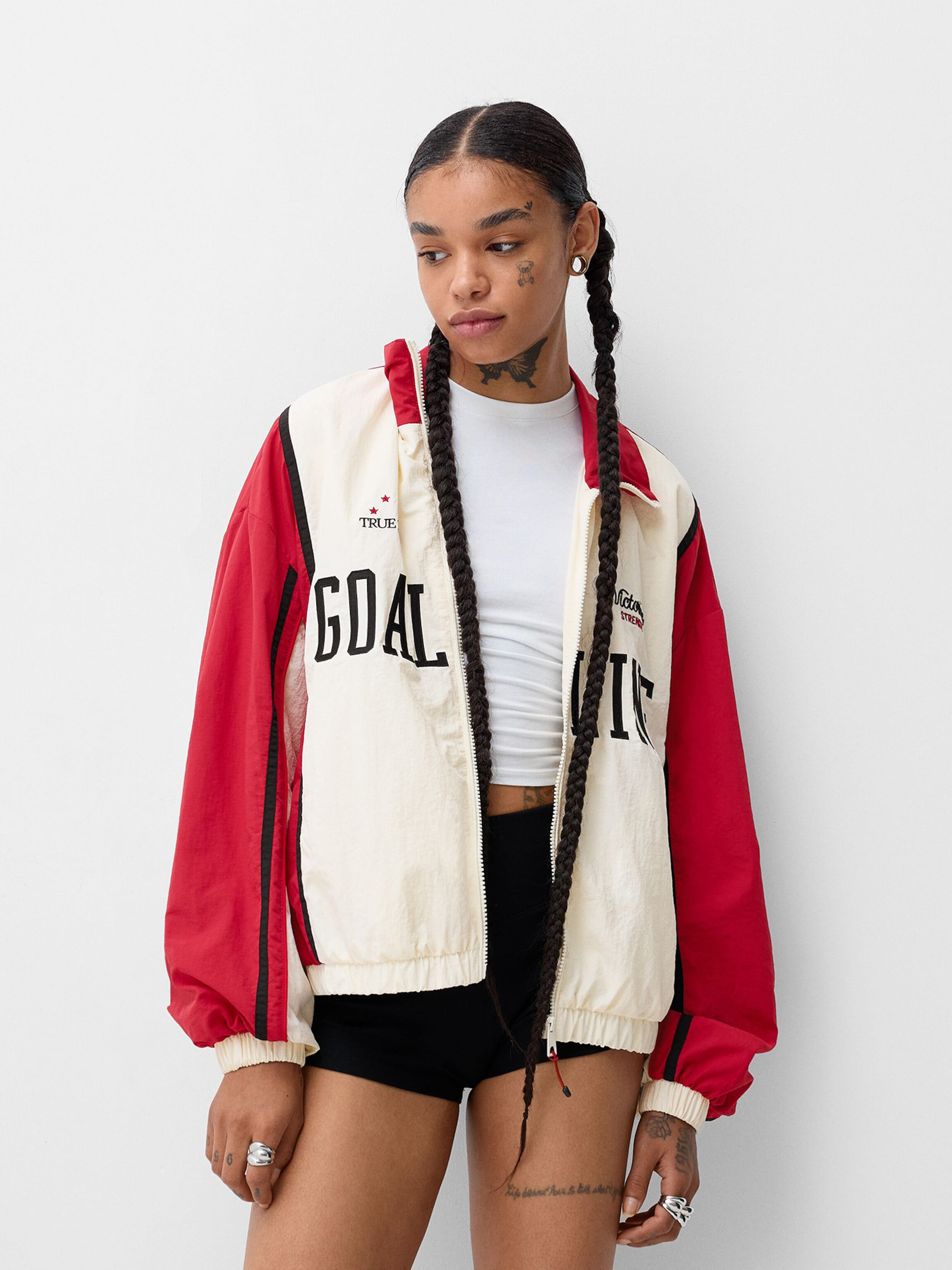 Bershka Between season jacket in Red ABOUT YOU