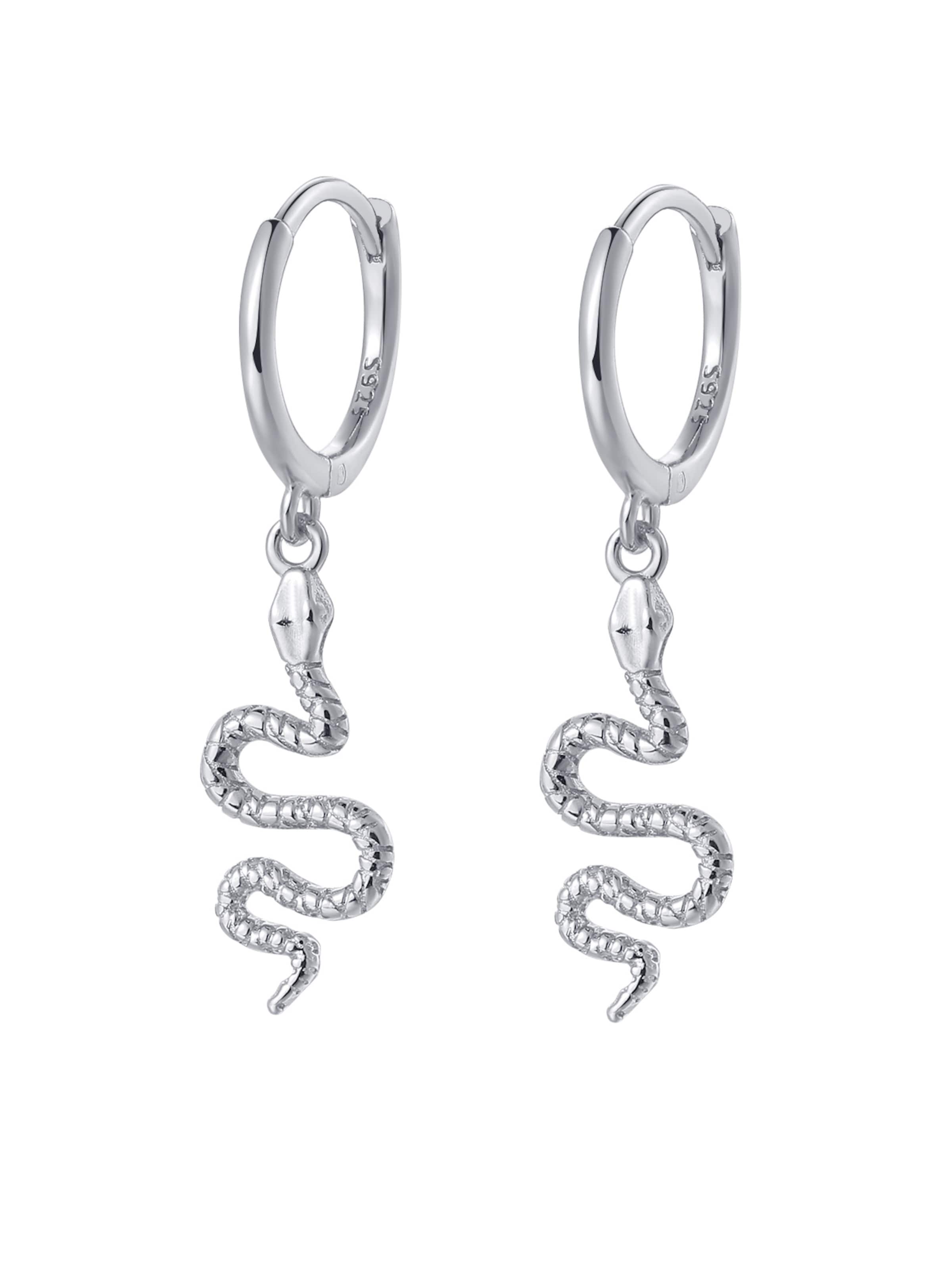 Hey Happiness Earrings 'Snake' in Silver: front