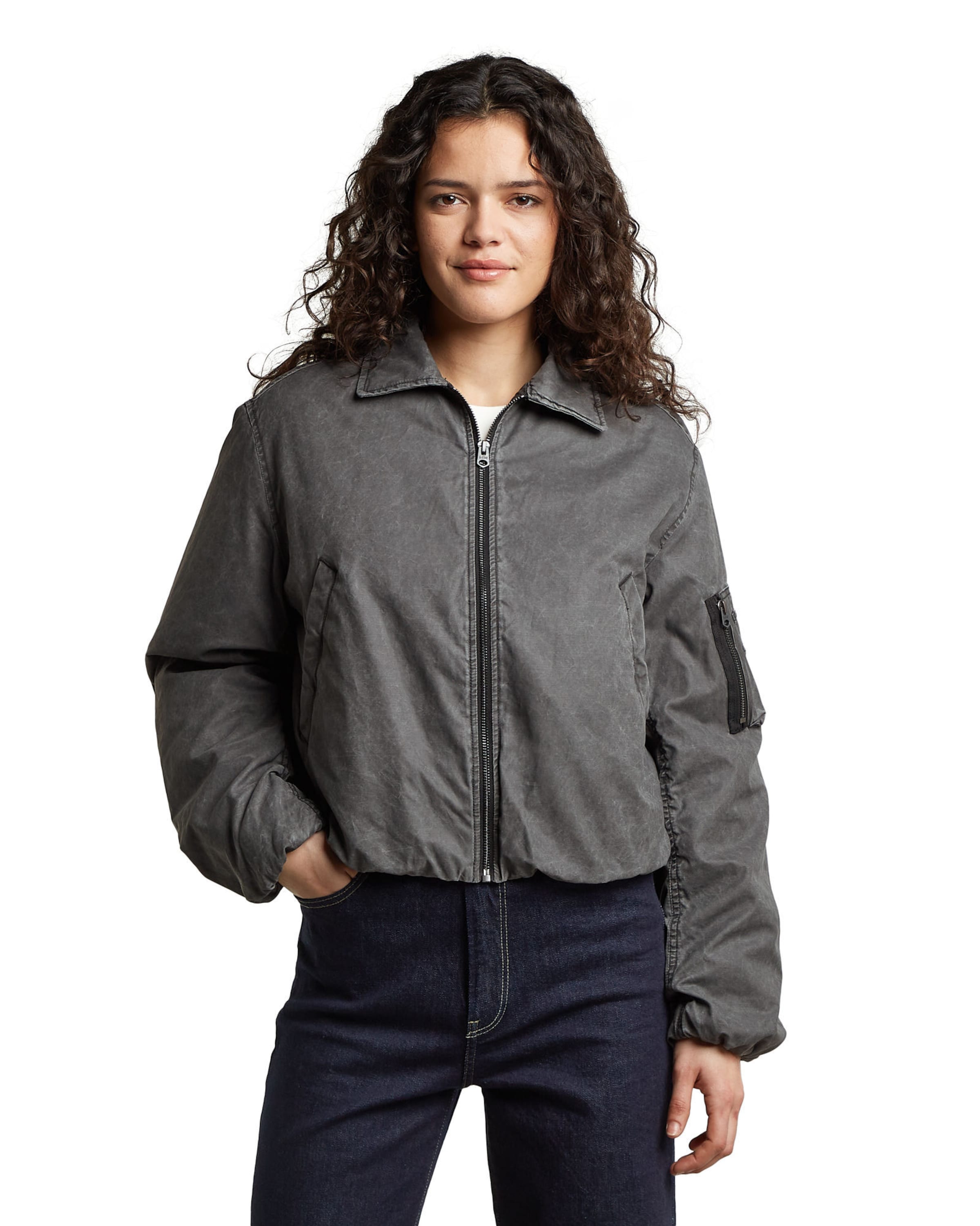 G-STAR Bomber - 'Cropped Bomber Jacket' in Schwarz: Vorderseite