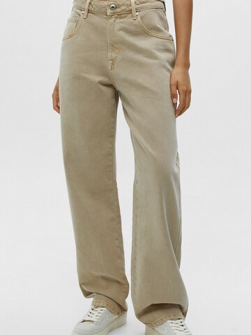 Pull&Bear Wide leg Jeans i beige