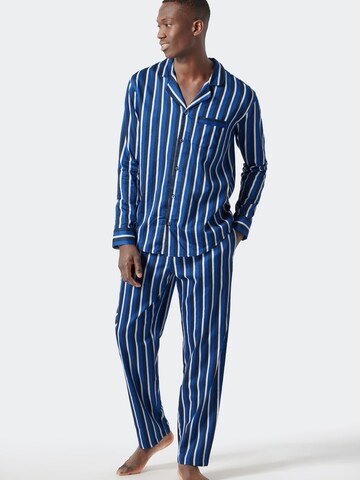 SCHIESSER Pyjama 'Elegant Stripes' in Blau