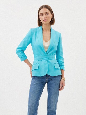 AVENUE N°29 Blazers 'Linen Structured Blazer With Belt' in Blauw: voorkant