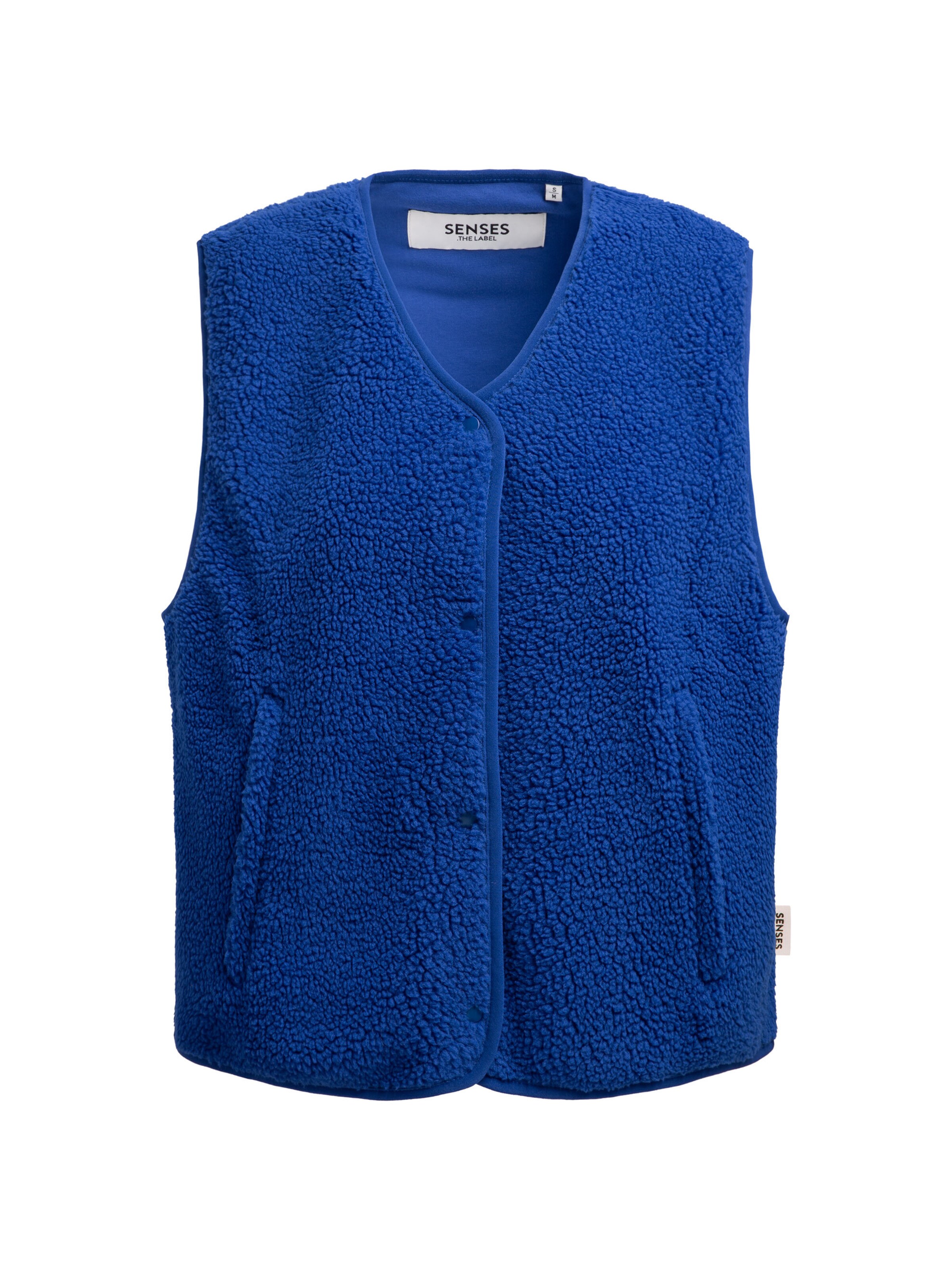 SENSES.THE LABEL Knitted Vest in Blue: front