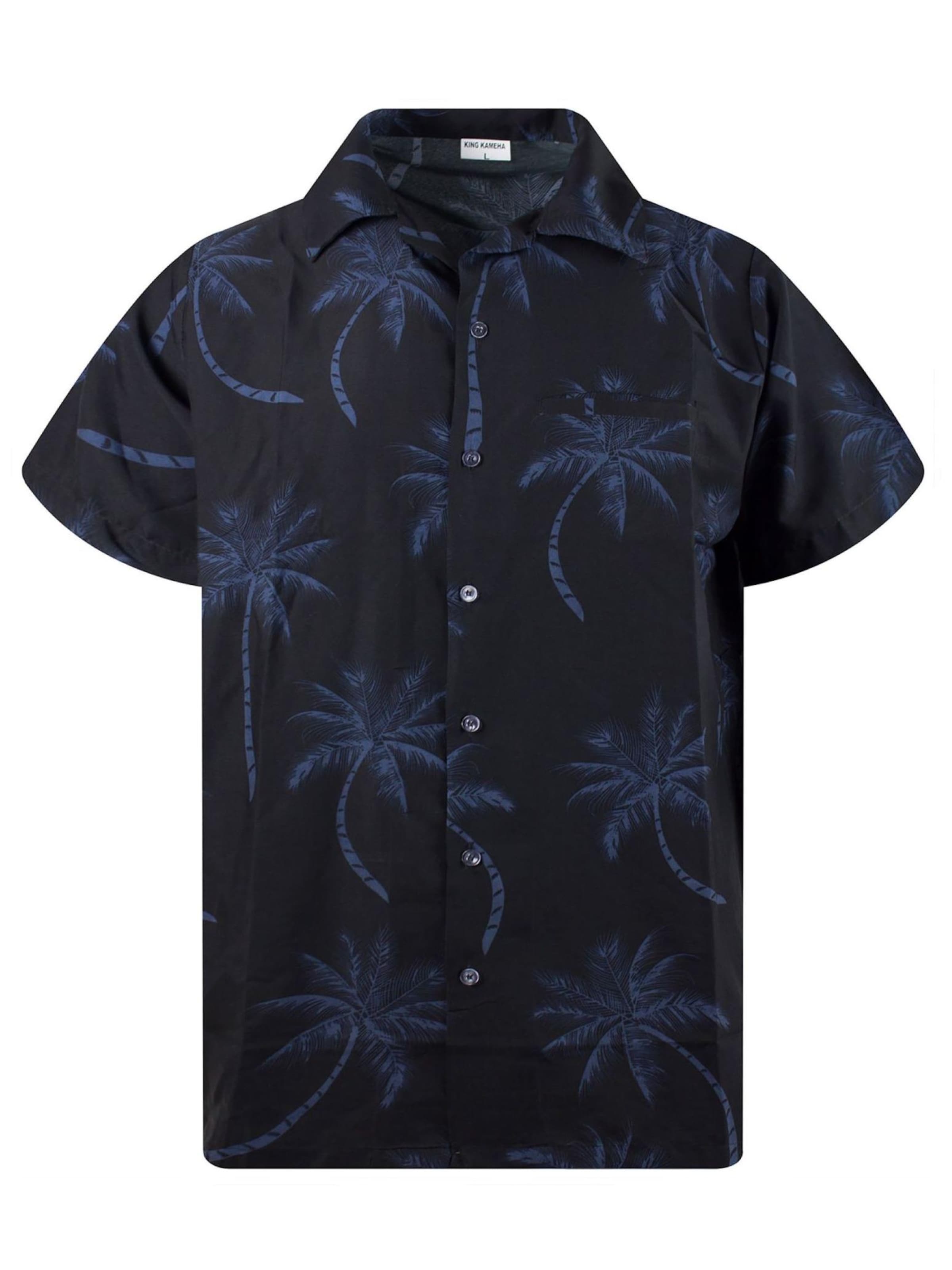 King Kameha Shirt 'Palmshadow' in Black: front