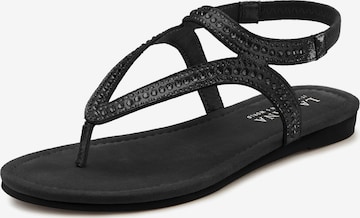 LASCANA T-Bar Sandals in Black: front