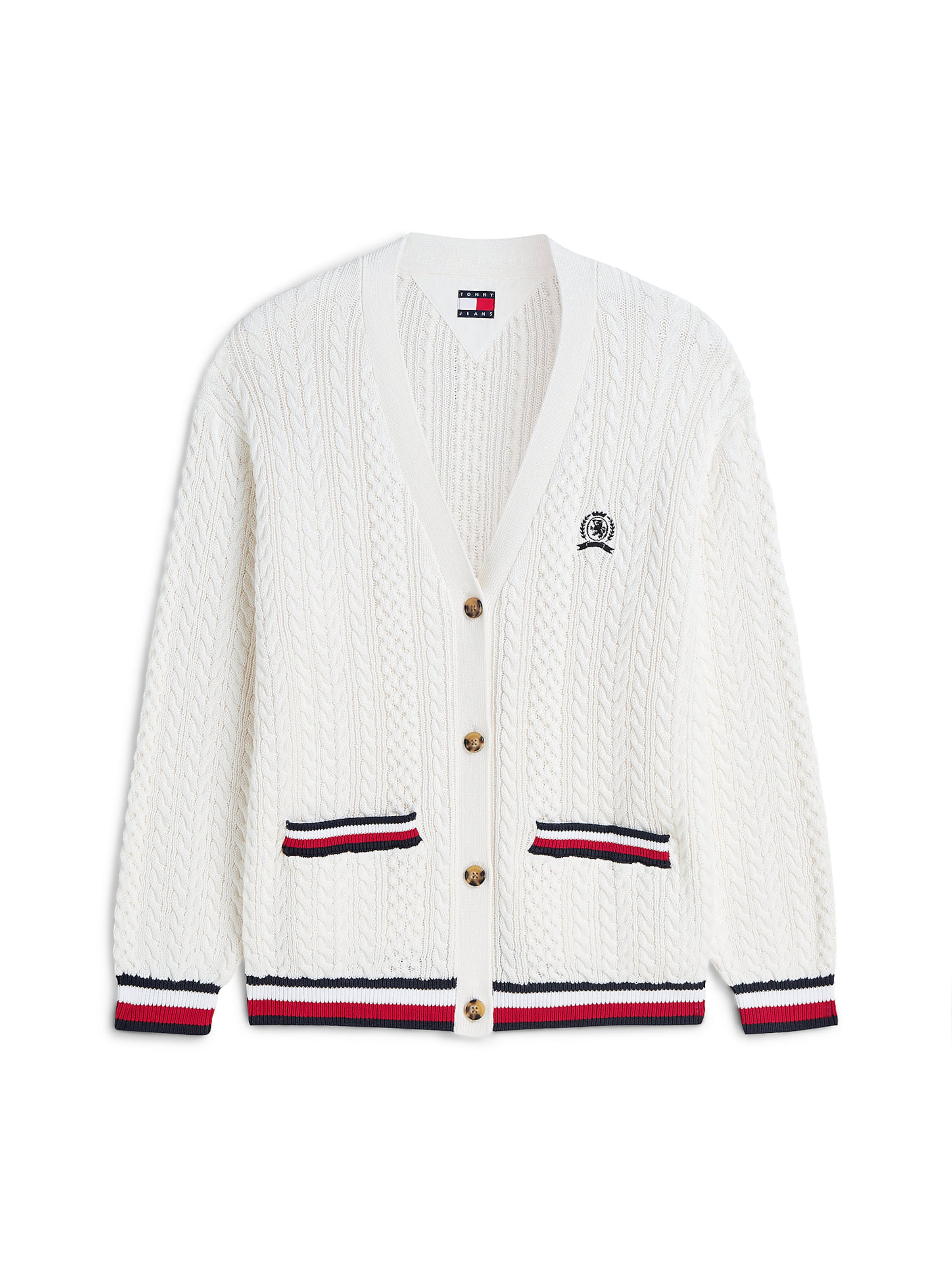Tommy Jeans Strickjacke in Weiß: Vorderseite