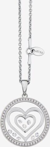 Astra Necklace 'DOUBLE HEART' in Silver: front