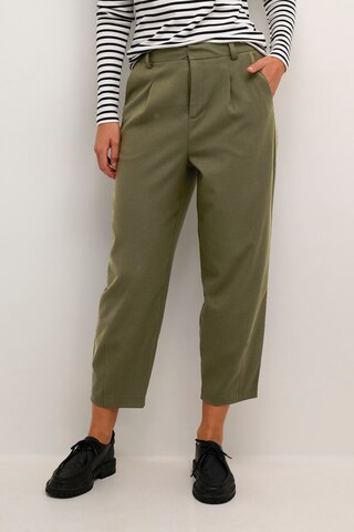Kaffe Tapered Pleat-Front Pants 'Merle' in Green: front