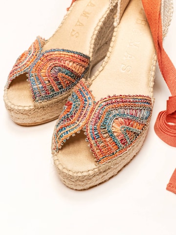 Alhamas - Sandalias 'Alpargata Cuña 10 cm' en naranja