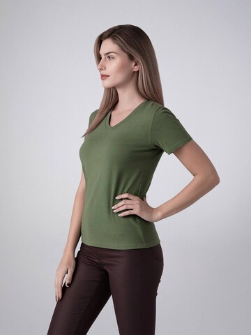 LEAFLETIC Shirt 'Leafletic Women’s Short Sleeve V-Neck T-shirt' in Groen
