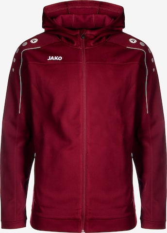JAKO Athletic Zip-Up Hoodie in Red: front
