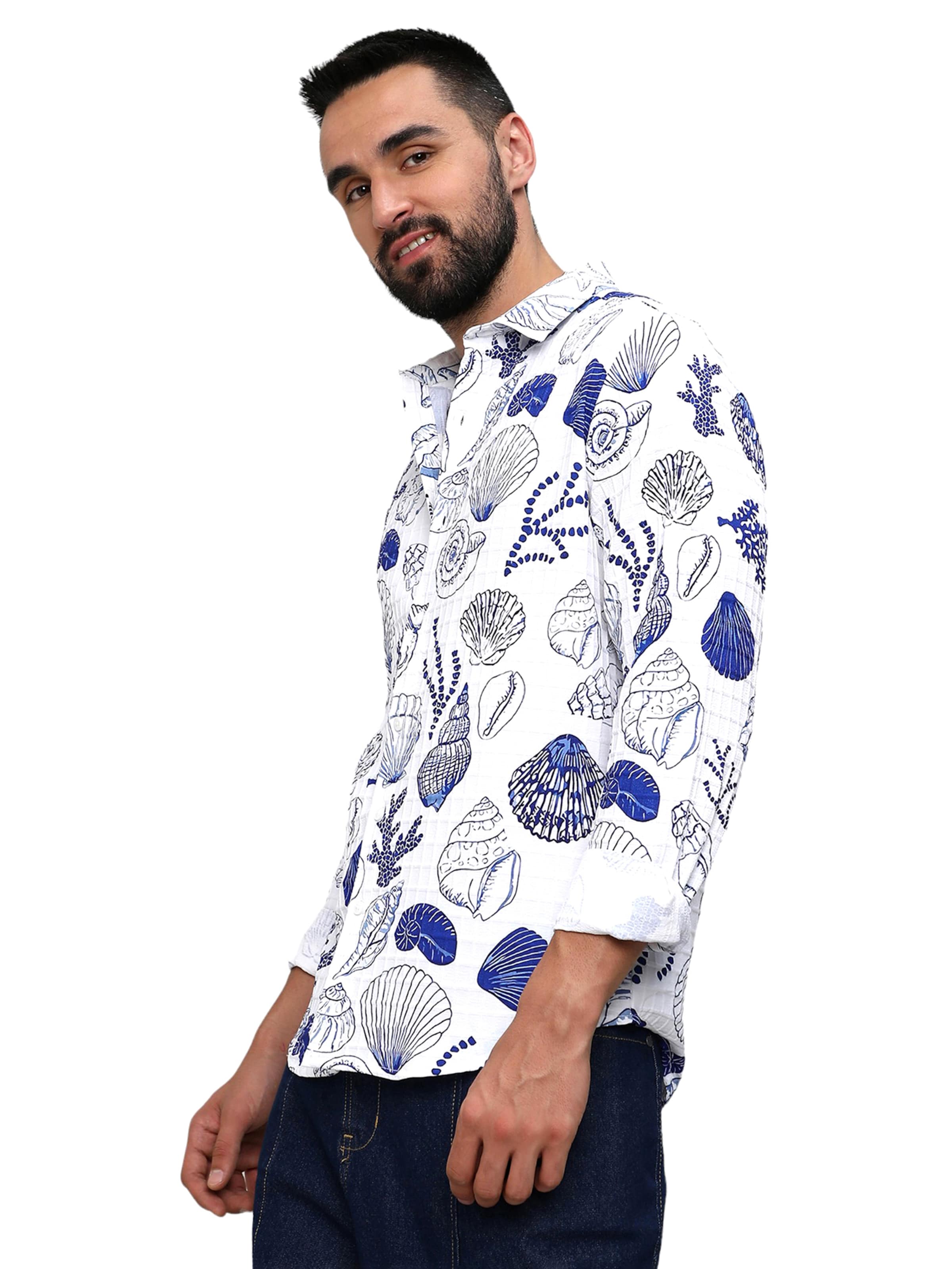 Campus Sutra Средняя посадка Рубашка ' Onyx ' в Белый: спереди