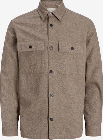 JACK & JONES Button Up Shirt in Grey: front