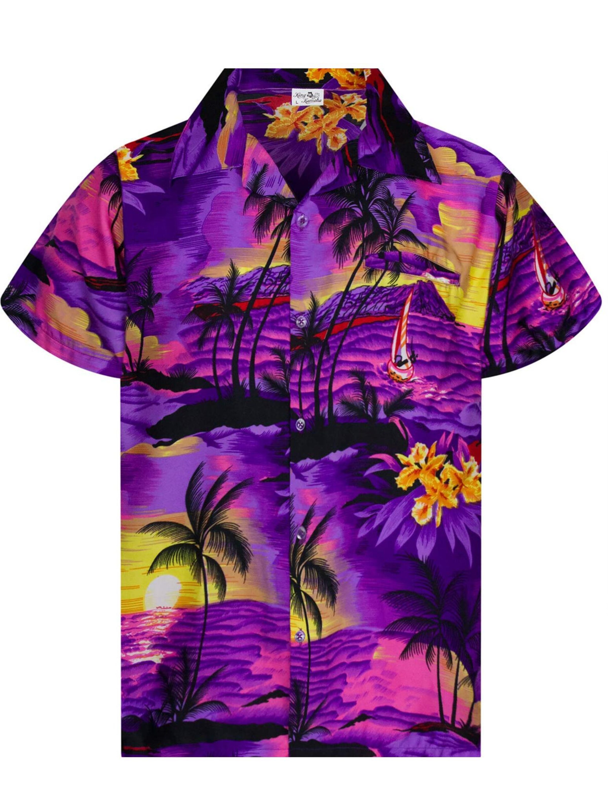 King Kameha Button Up Shirt 'Surf' in Purple: front