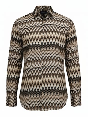 Radwa Regular fit Button Up Shirt 'Men's Viscose multicolor pattern shirt' in Brown: front