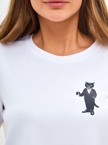 T-shirt 'DANDY CAT' CAT by Maniita Lacitta en blanc