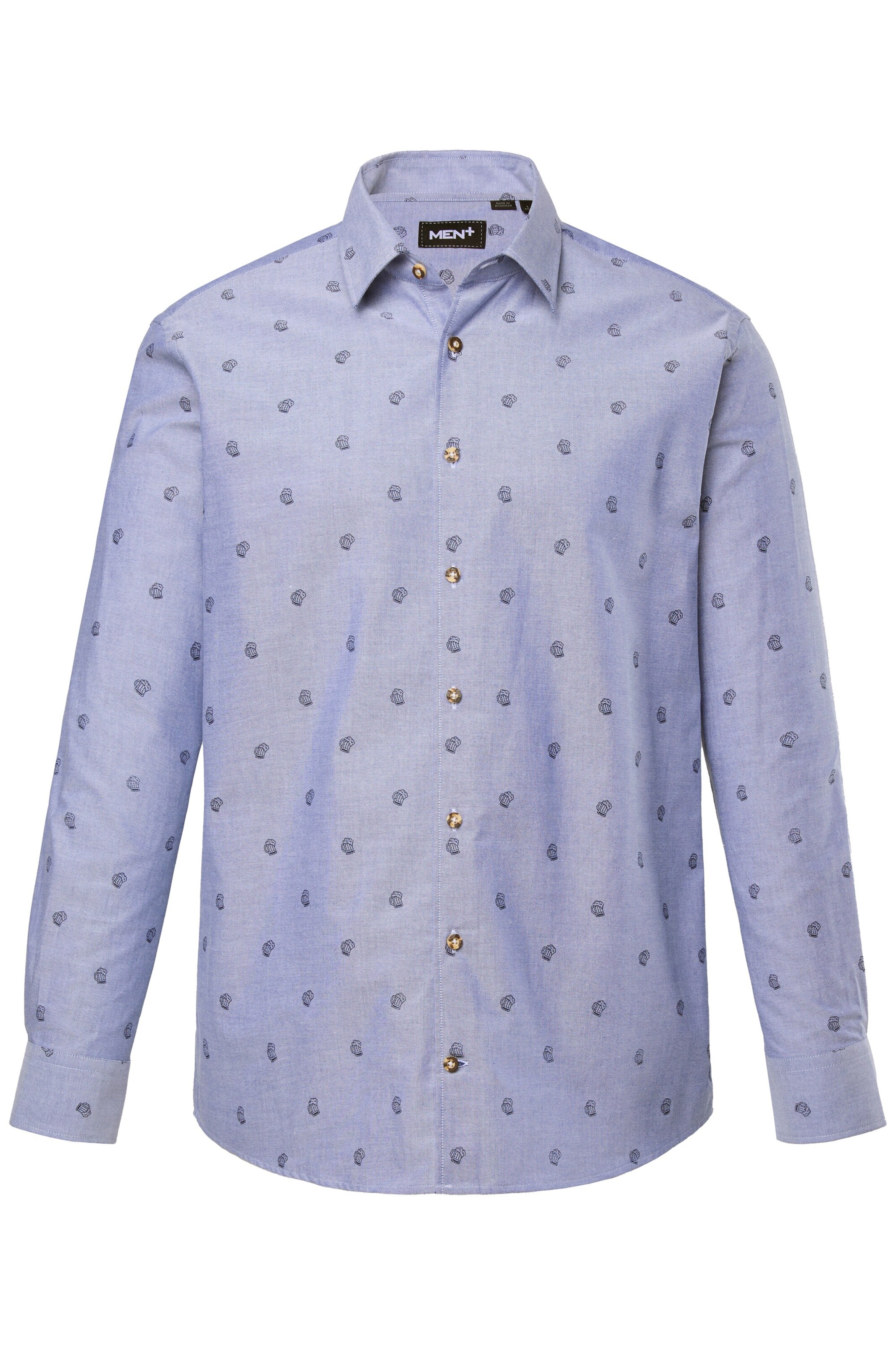 Men Plus Comfort fit Button Up Shirt in Blue: front