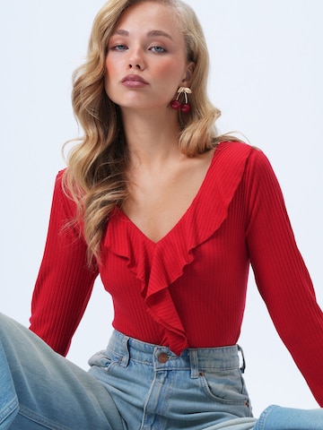 Trend Alaçatı Stili Tričko - Červená