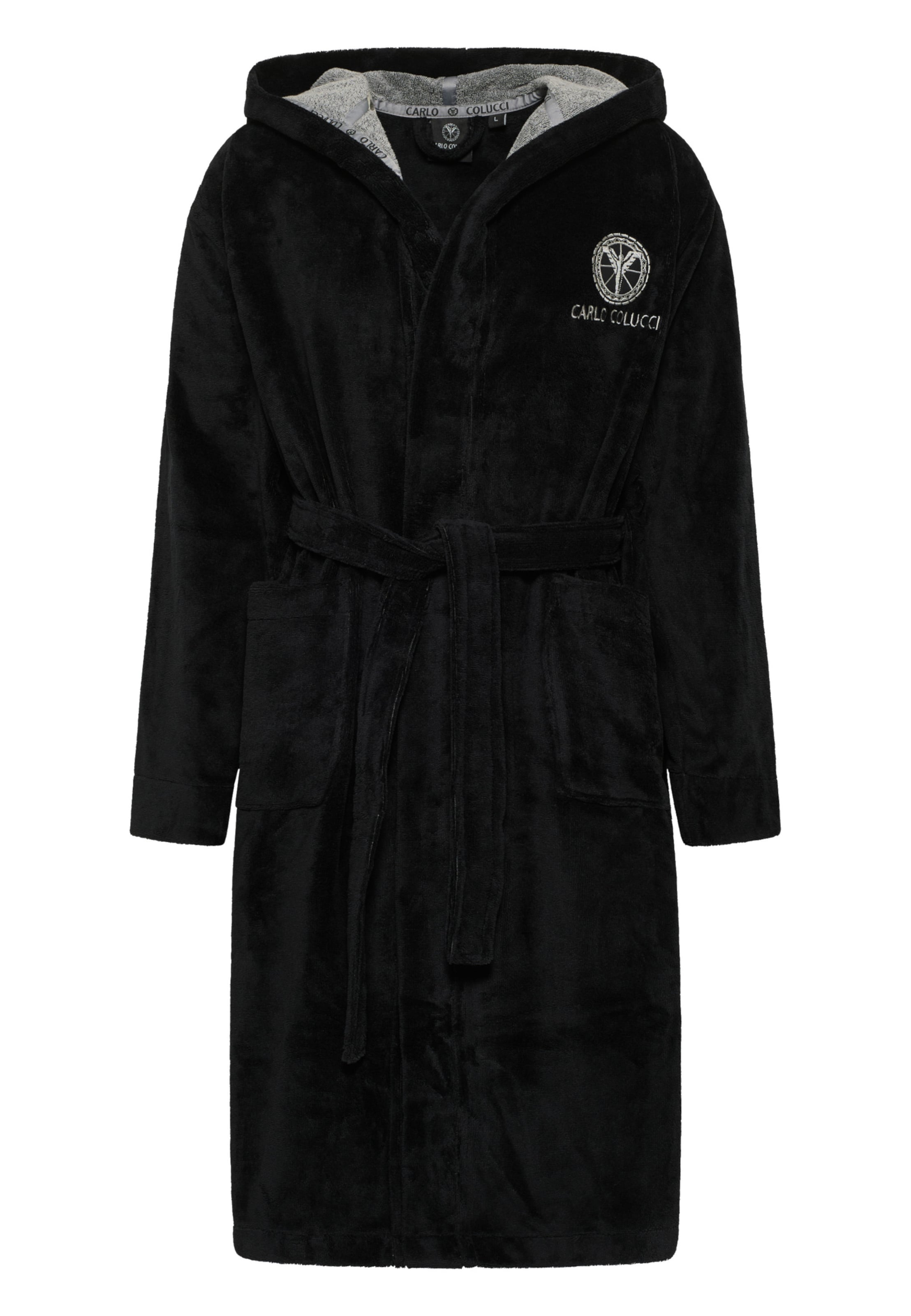 Carlo Colucci Bademantel 'Como' in Schwarz: Vorderseite
