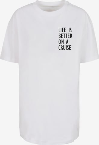 Merchcode Oversized Shirt 'Life Is Better' in White: front