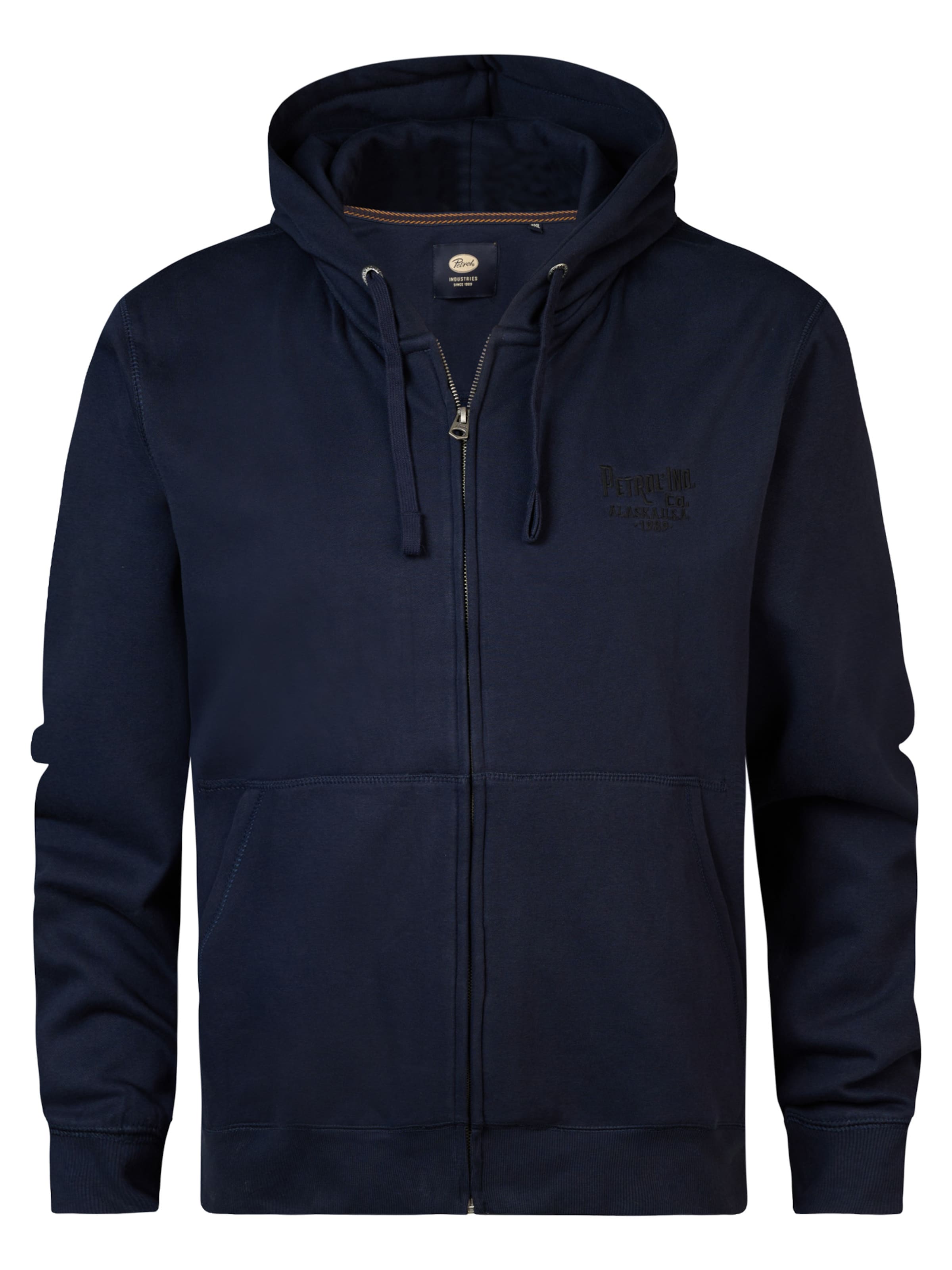 Petrol Industries Zip-Up Hoodie in Blue: front