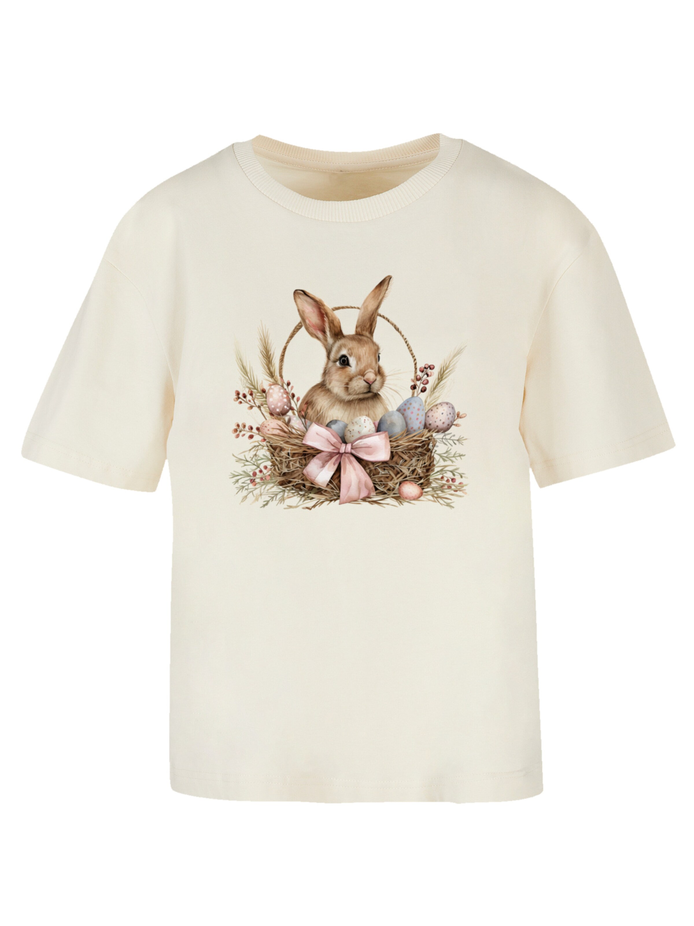 F4NT4STIC T-Shirt 'Osterhasen Korb Dekor' in sand / hellbeige / hellbraun / hellpink, Produktansicht
