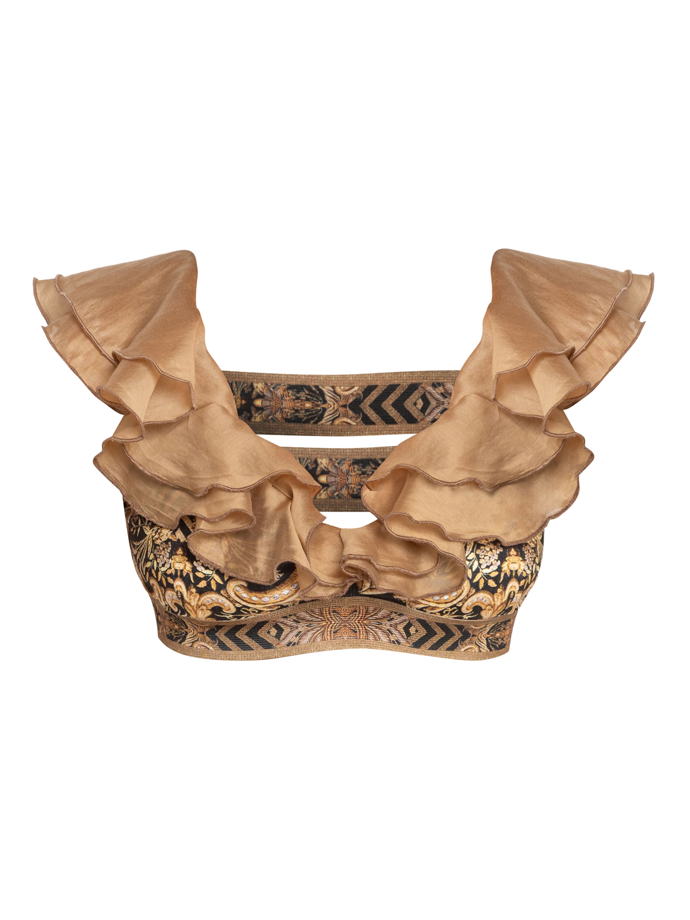 JIORO Triangel Bikinitop 'GOLDEN STRIPES' in Gemengde kleuren: voorkant
