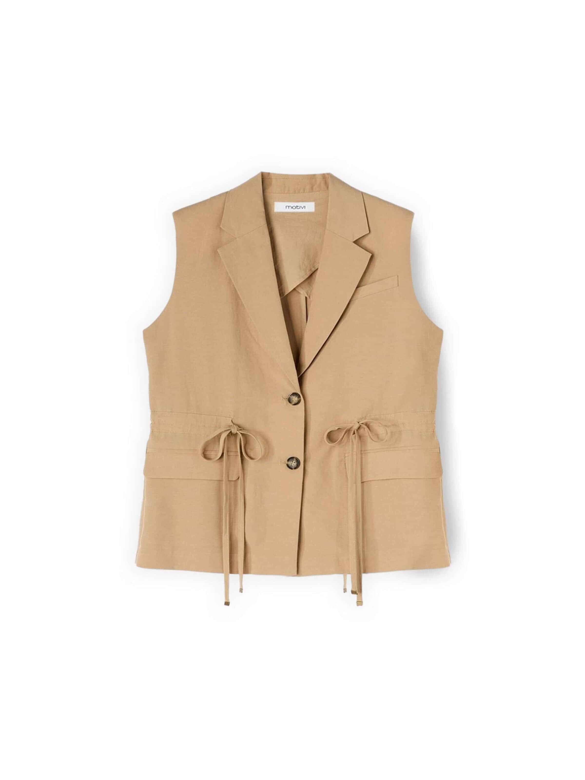 MOTIVI Gilet in Beige: voorkant