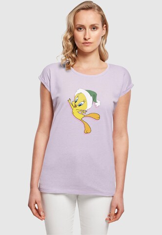 ABSOLUTE CULT T-Shirt 'Looney Tunes - Tweety Christmas Hat' in Lila: predná strana