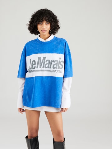 TOPSHOP - Camisa oversized em azul: frente