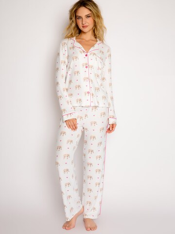 PJ Salvage Pyjama 'Love You A Ton' in Weiß: Vorderseite