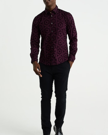 WE Fashion Slim fit Button Up Shirt in Purple